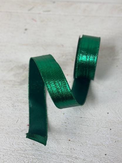 1.5 Inch By 10 Yard Emerald Green Metallic Ribbon