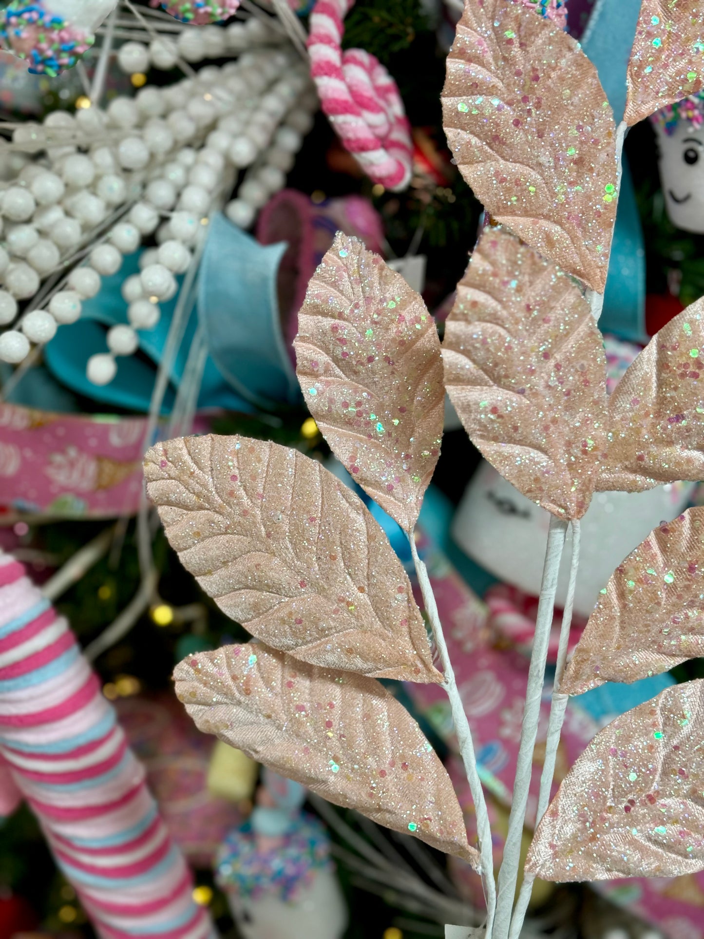 26 Inch Pink Iridescent Leaf Spray