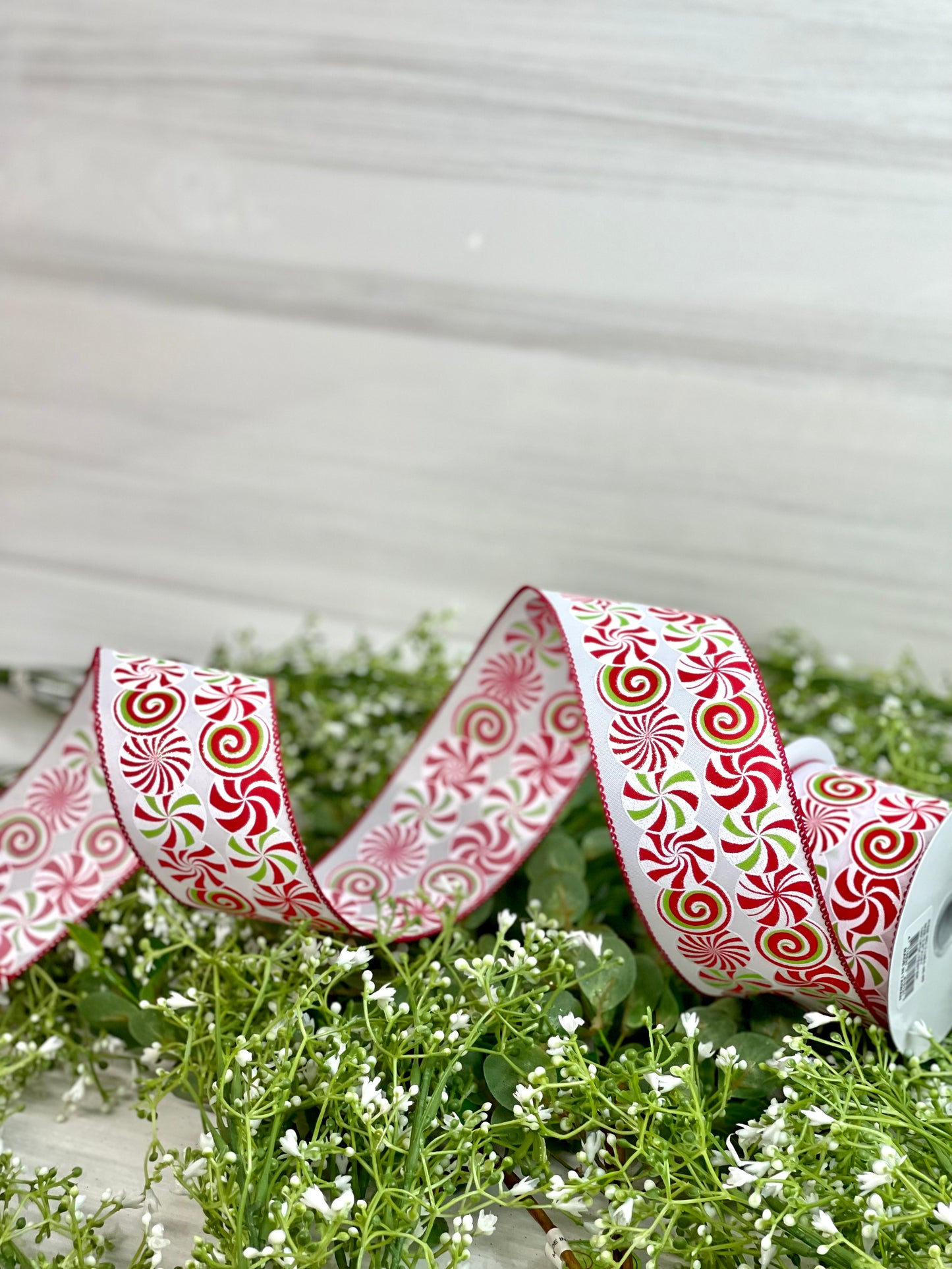 2.5 Inch By 10 Yard Peppermint Candy Detail Ribbon