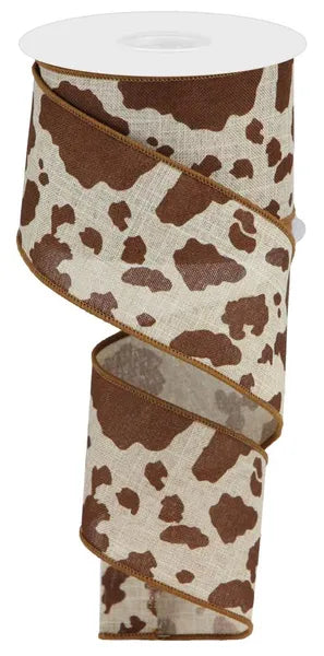2.5 Inch By 10 Yard Natural And Brown On Royal Ribbon