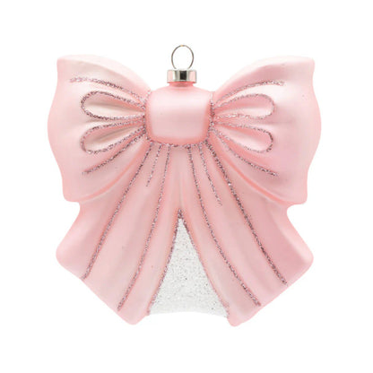 Kat & Annie Baby Pink Bow Glass Ornament