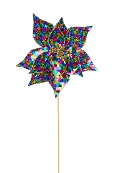 12 Inch Fiesta Sequin Fabric Poinsettia