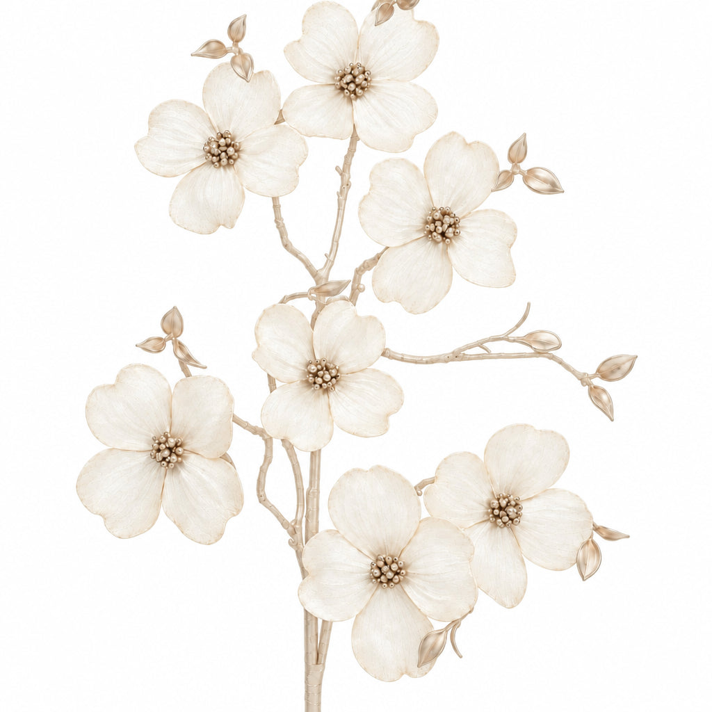 35 Inch Pearl Metallic Dogwood Spray