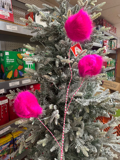 36 Inch Hot Pink Fuzzy Ball Spray