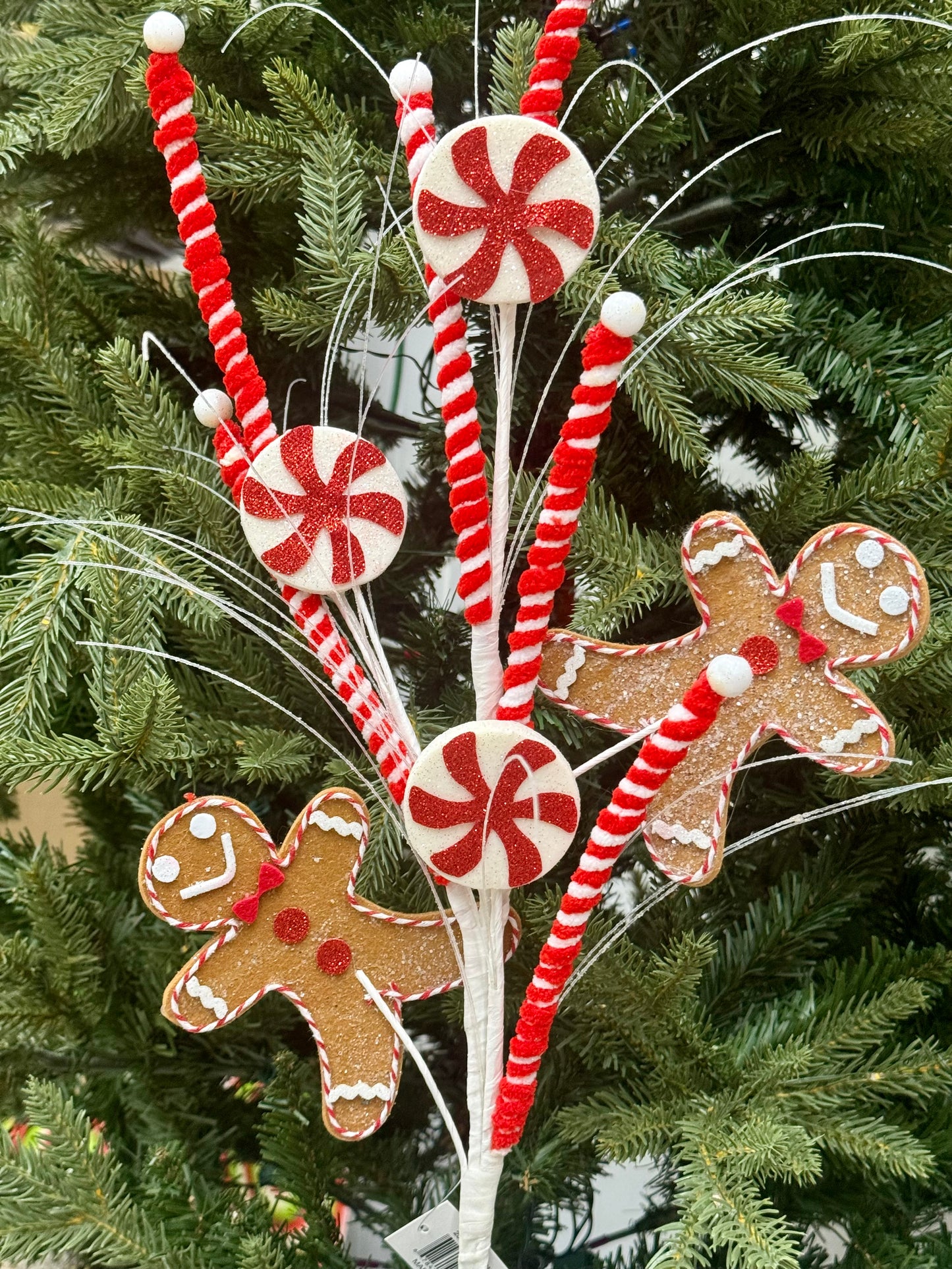 35 Inch Red And White Gingerbread Spray