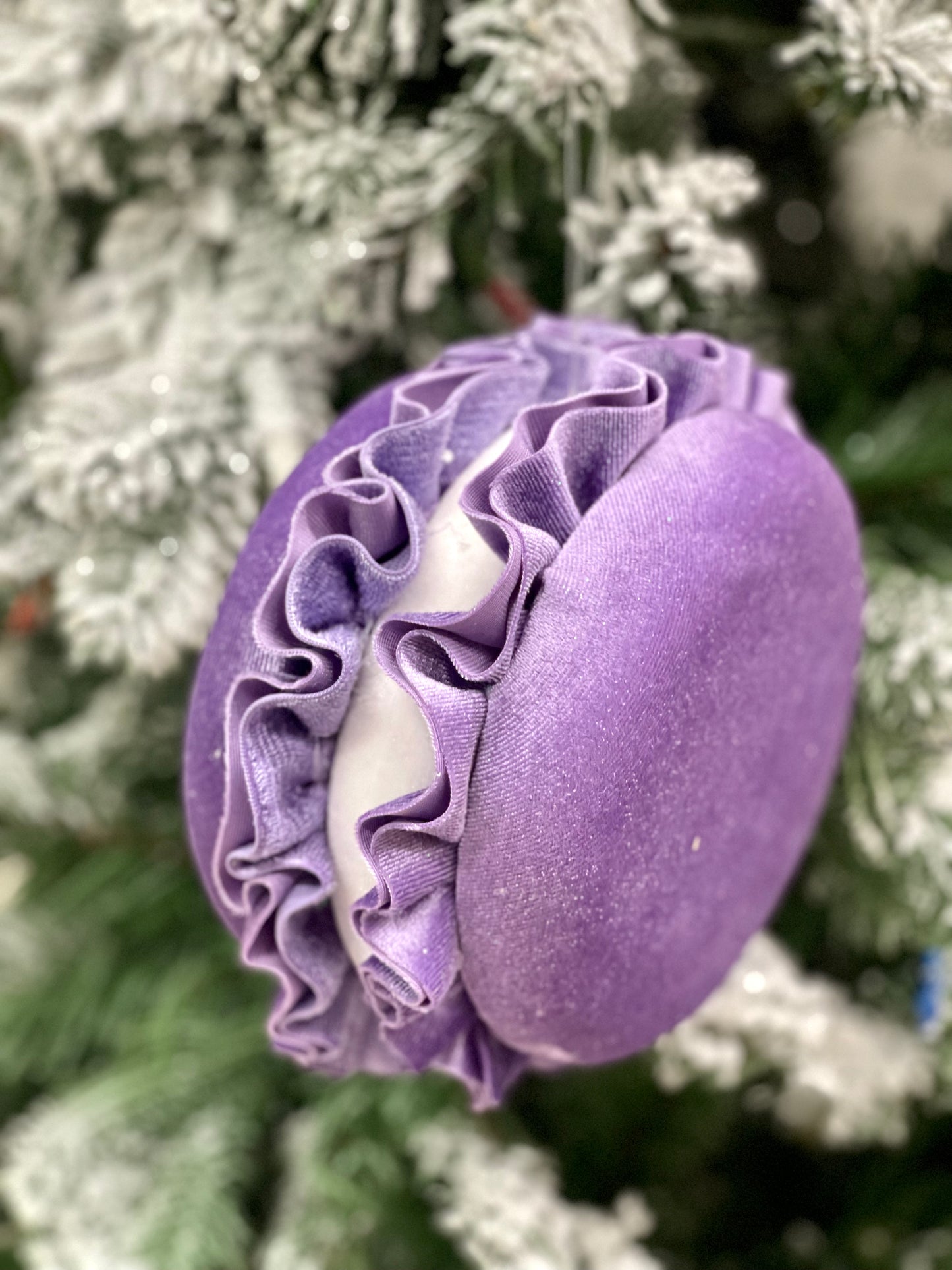 6 Inch Purple Fabric Scrumptious Macaroon Ornament