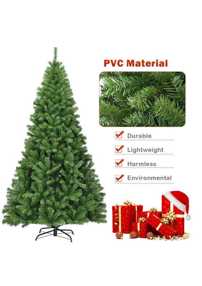Costway 7.5 ft. PVC Artificial Unlit Christmas Tree 1346 Tips Premium Hinged with Metal Leg Open Box