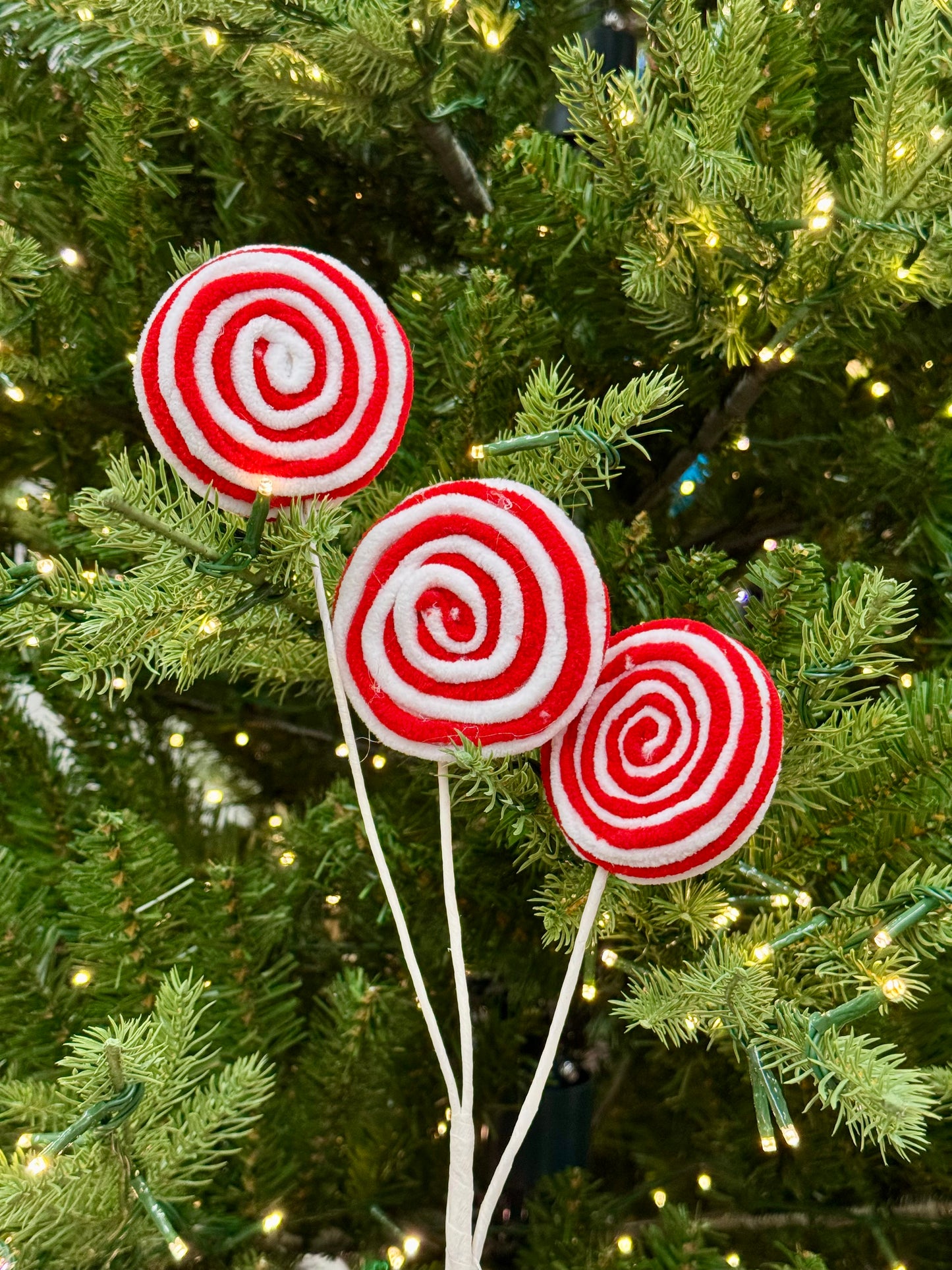 19 Inch Red And White Chenille Candy Spray