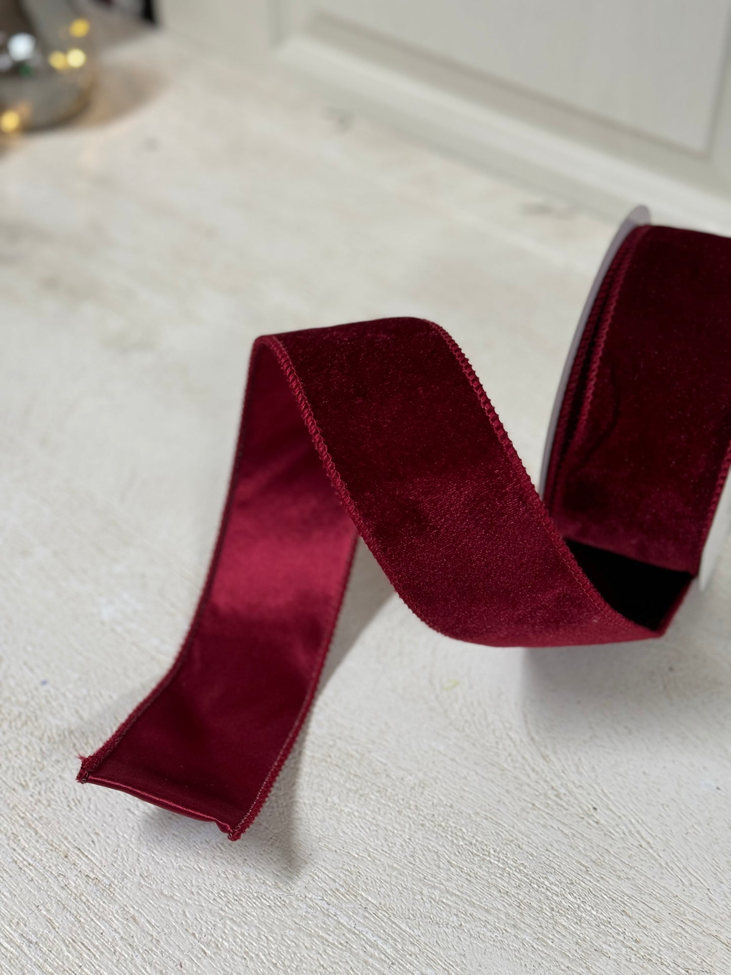 2.5 Inch By 10 Yard Burgundy Velvet Ribbon With Satin Backing