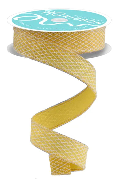 7/8 Inch By 10 Yard Yellow And White Mini Harlequin Glitter Ribbon