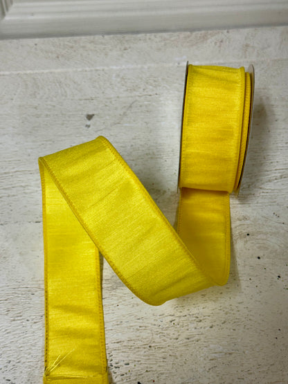 1.5 Inch By 10 Yard Yellow Faux Dupioni Ribbon