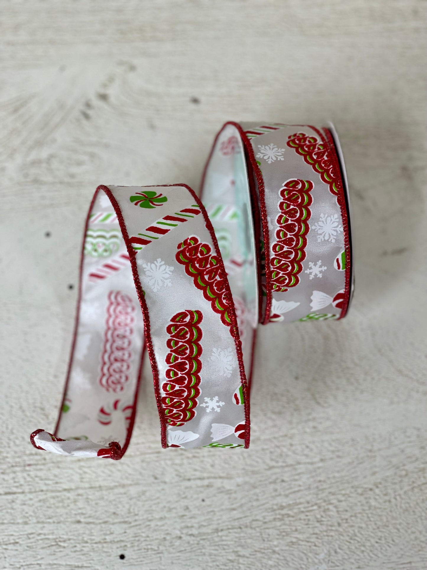 1.5 Inch By 10 Yard Red And Lime Candy Ribbon