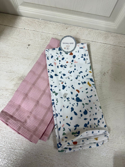 Rose And Multicolor Two Pack Of Dish Towels