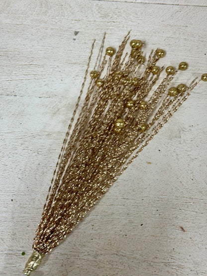 30 Inch Gold Tinsel And Ball Spray