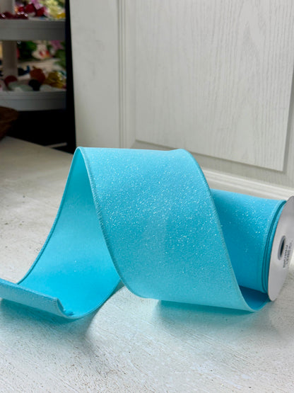 4 Inch By 10 Yard Light Blue Crystal Shine Ribbon