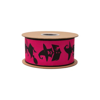 2.5 Inch By 10 Yard Pink And Black Witches With Black Backing Ribbon