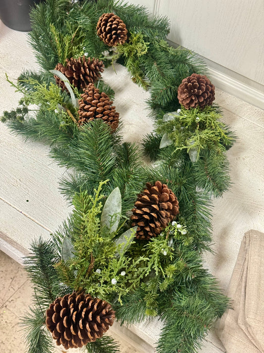 6 Foot Greenery And Pine Cone Garland