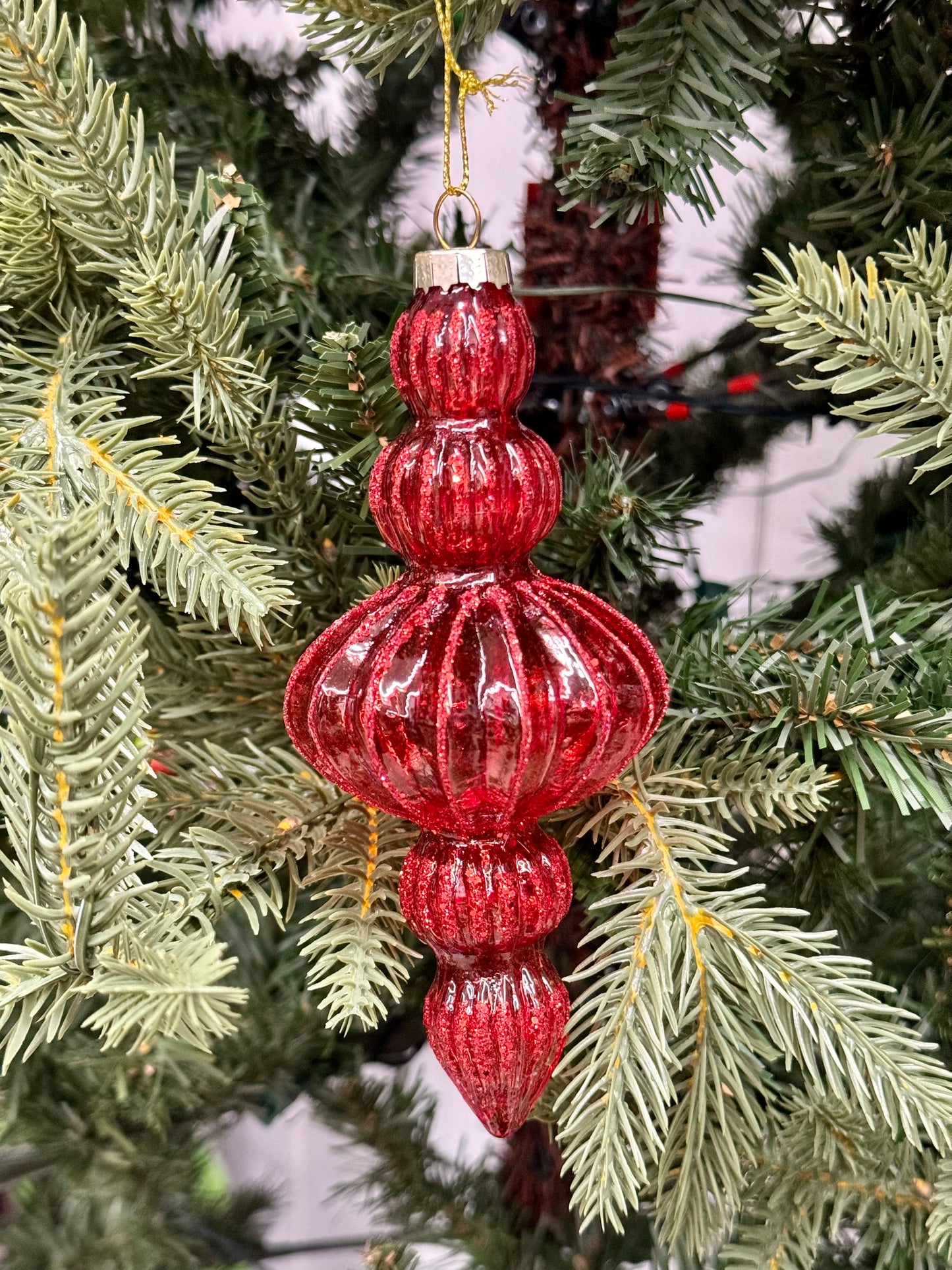 6-6.25 Inch Red Transparent Glass Ornaments Two Styles