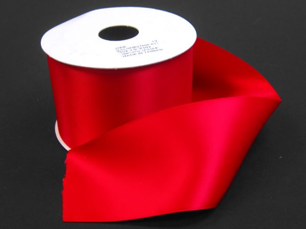 2.5 Inch By 25 Yards Unwired Red Double Faced Satin Ribbon