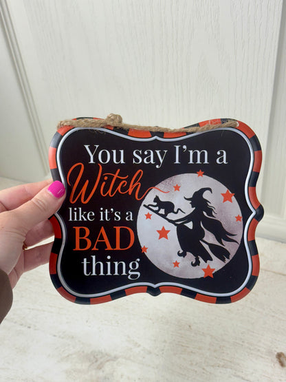 7 Inch Tin Halloween Signs Three Assorted
