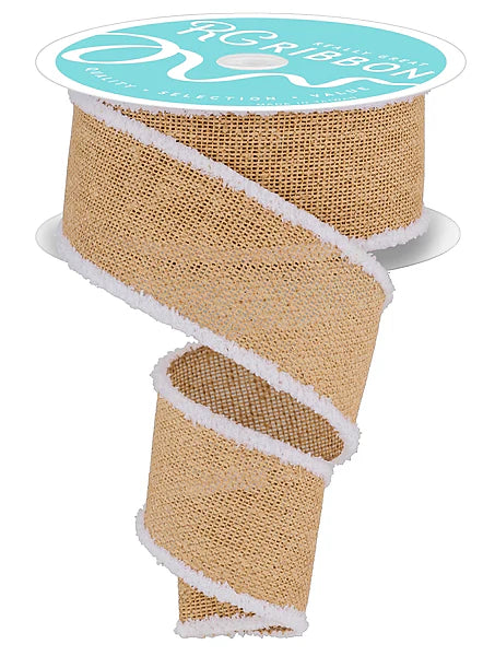 2.5 Inch By 10 Yard Faux Burlap With Snowdrift Ribbon