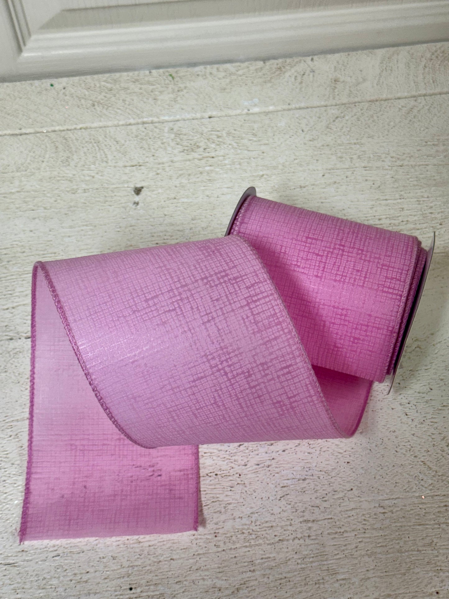 4 Inch By 10 Yard Pink Cross Hatch Ribbon