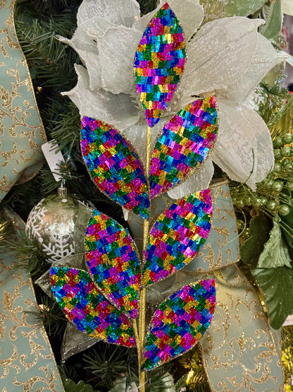 27 Inch Fiesta Sequin Magnolia Leaf Spray