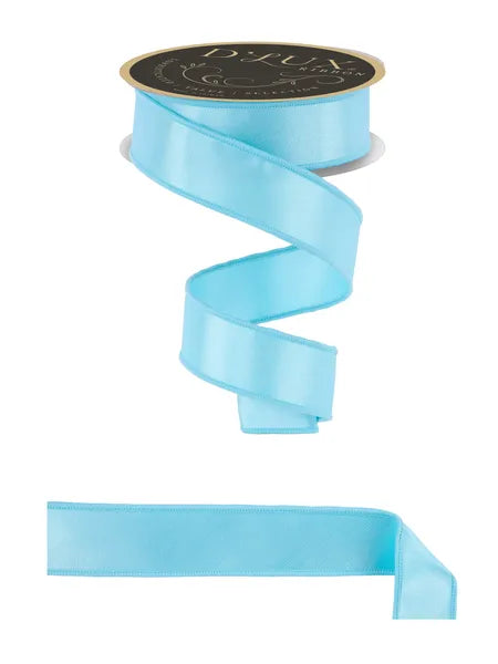 1.5 Inch By 10 Yard Aqua Blue Satin Fused Ribbon