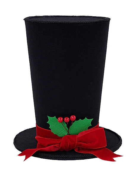 11 Inch Black Holly Bow Top Hat