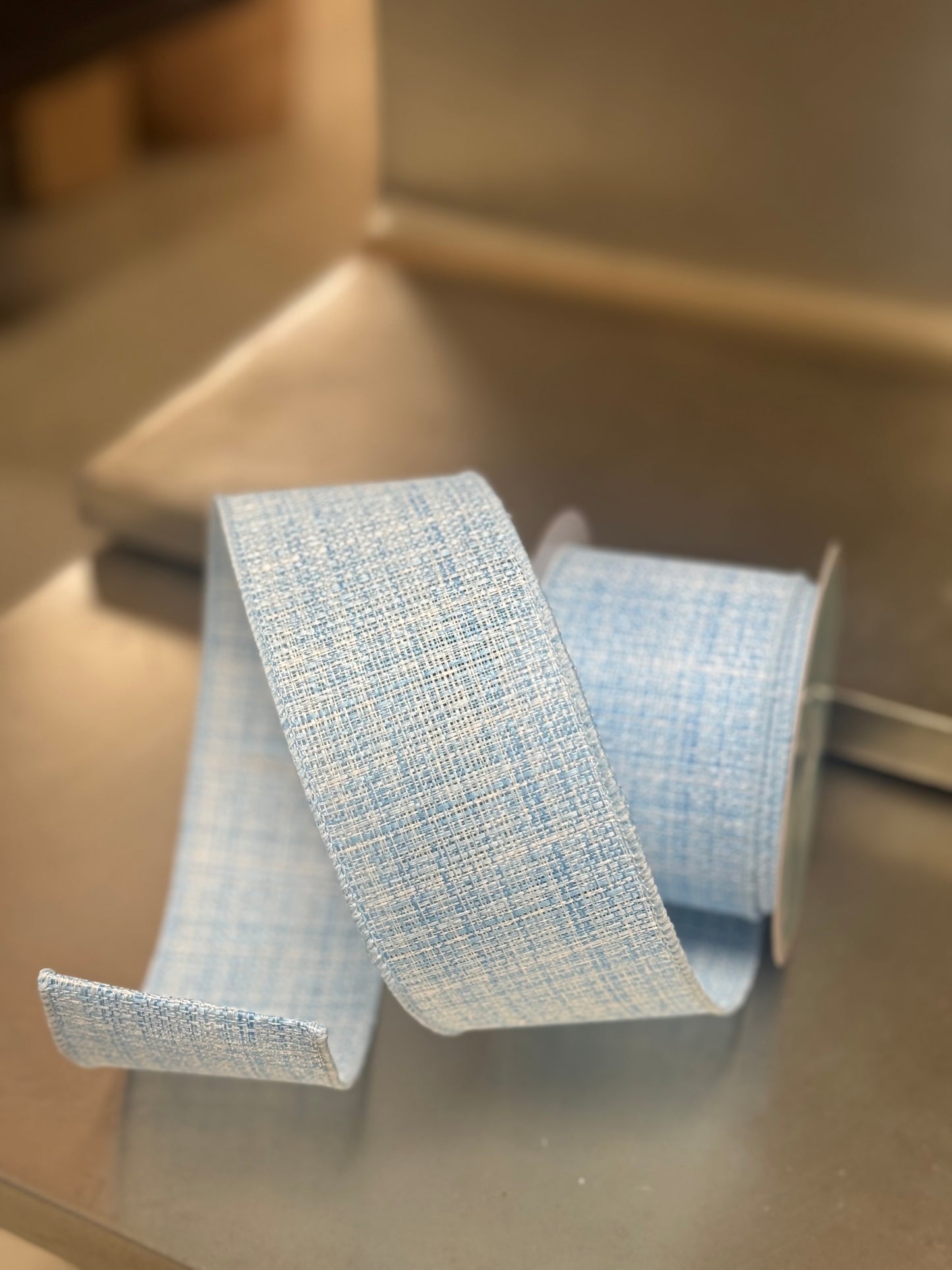 2.5 Inch By 10 Yard Light Blue Cross Check Ribbon