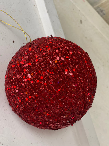 5 Inch Red Glitter Ornament Ball