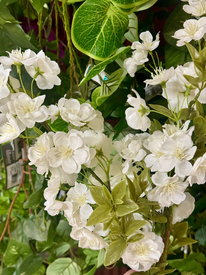 38 Inch White Cherry Blossom Spray