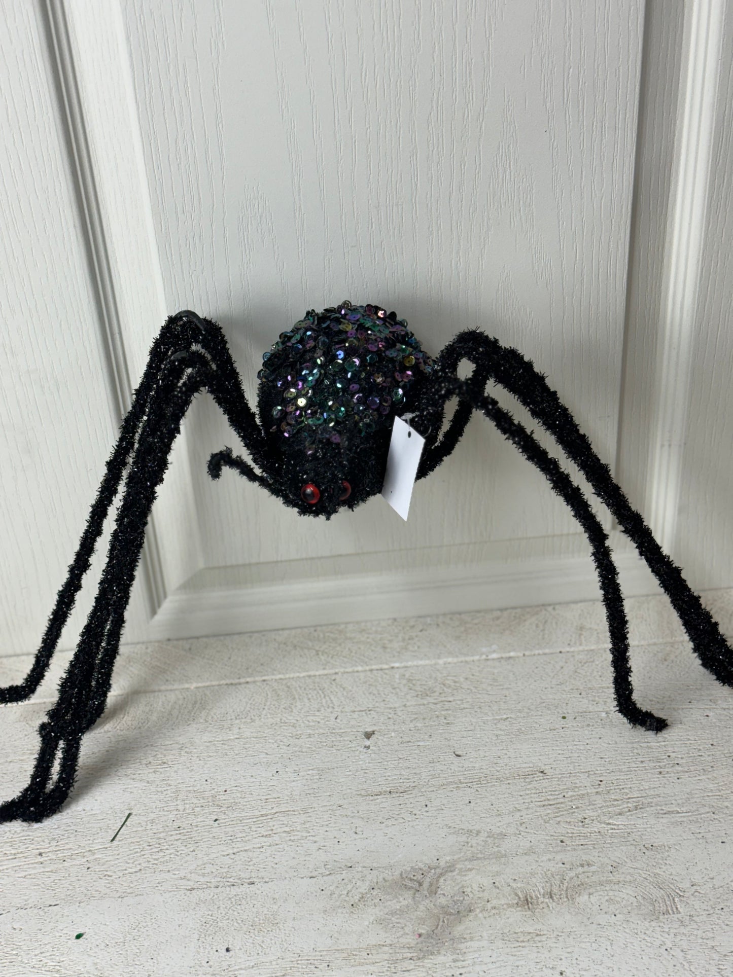 18.5 Inch Black Iridescent Beaded Spider