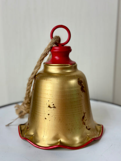 Large Gold And Red Ruffle Bell Hang