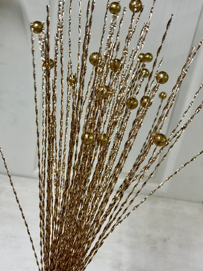 30 Inch Gold Tinsel And Ball Spray