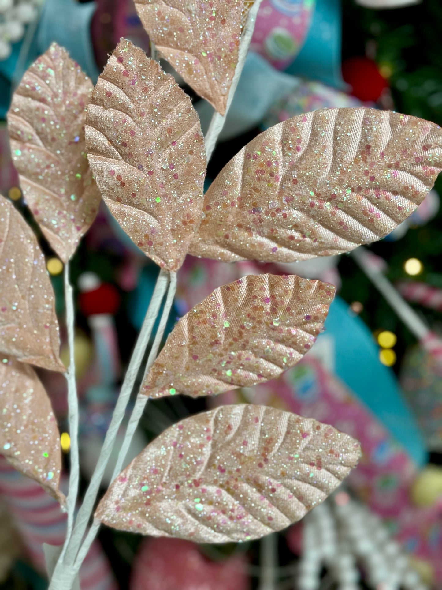 26 Inch Pink Iridescent Leaf Spray