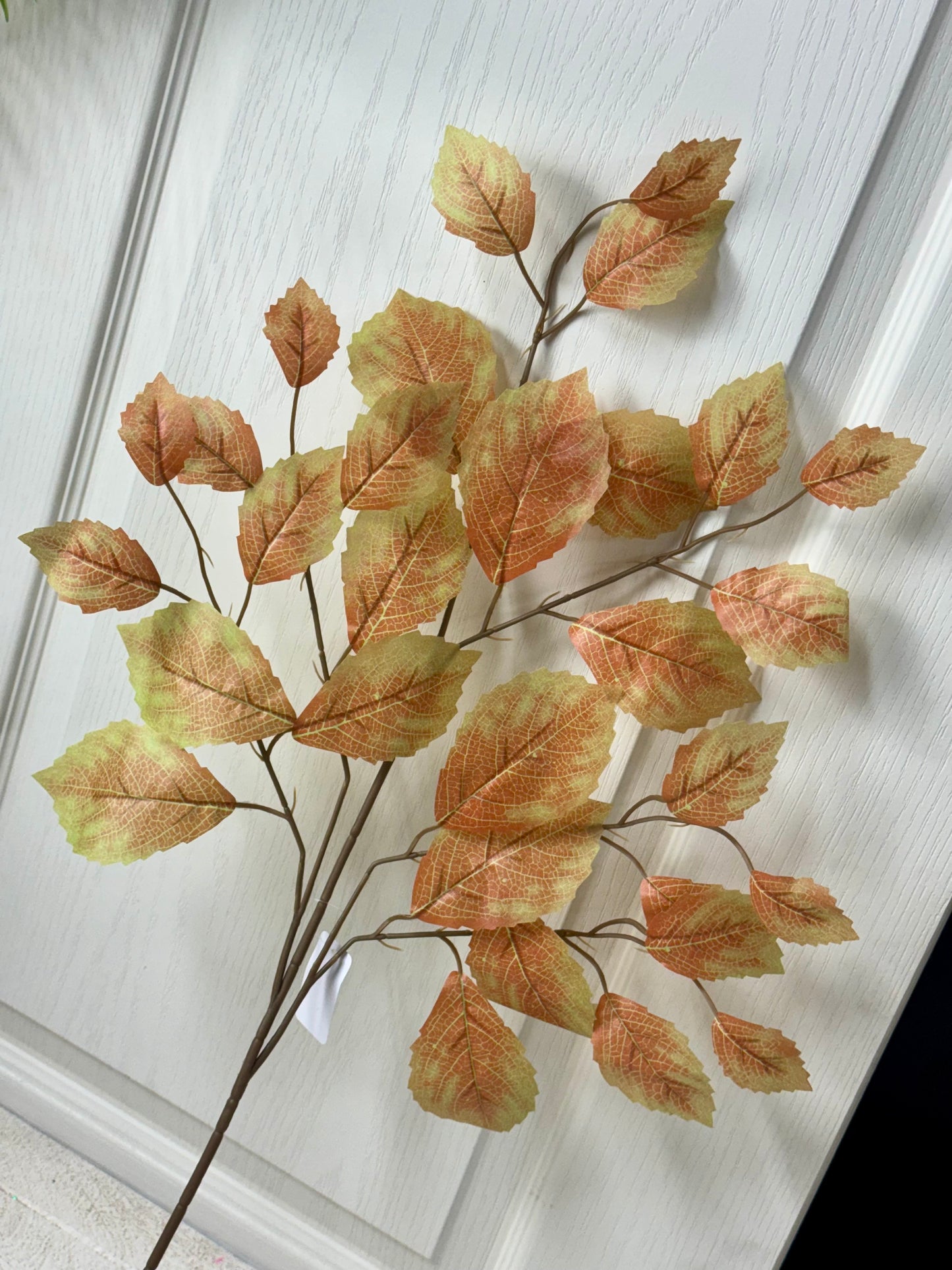 28 Inch Terracotta And Green Rose Leaf Spray