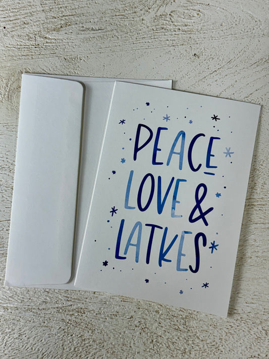 Minted Peace, Love And Latkes Card