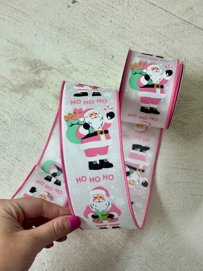 2.5 Inch By 10 Yard Pastel Santa Claus Ribbon