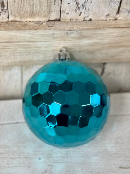 6 Inch Shiny Turquoise Honeycomb Ornament Ball