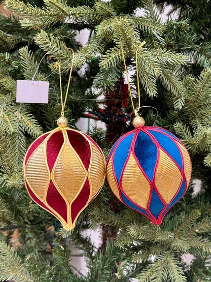 6 Inch Velvet Harlequin Onion Ornament Two Styles