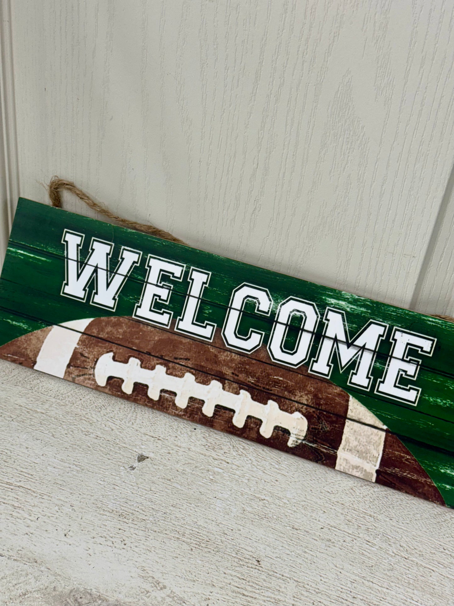 15 Inch Welcome Football Wooden Sign