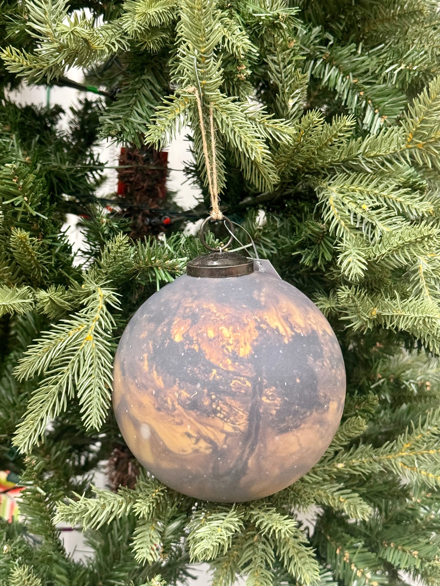 6 Inch Matte Gold And Chocolate Ornament Glass Ball