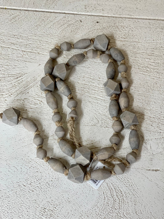 39 Inch Geometric Barrel Wood Bead Garland 3 Styles