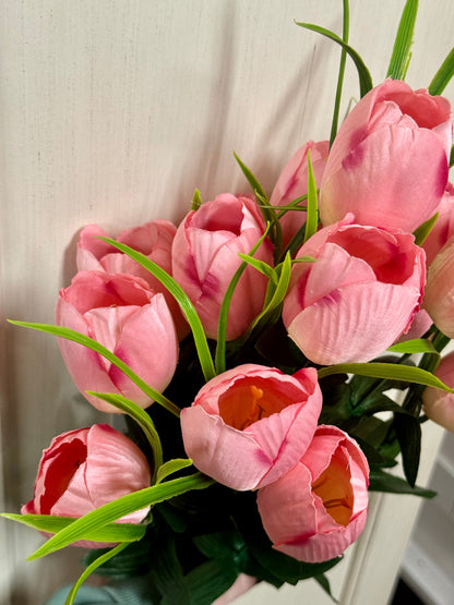 19 Inch Pink Tulip Floral Bush