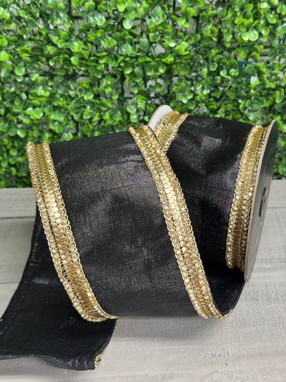Farrisilk 4 Inch By 5 Yard Black Diamond Riveria Ribbon