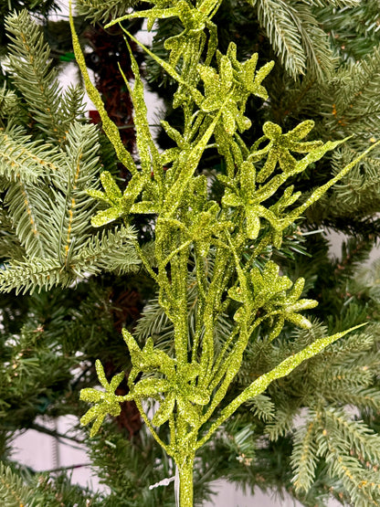 29 Inch Lime Green Glitter Forsythia Spray