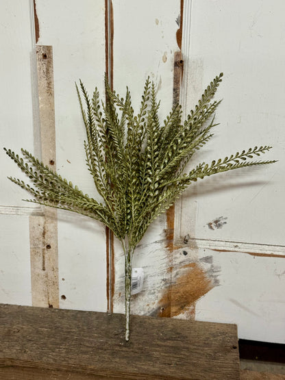 17.5 Inch Moss Green And White Wash Bead Grass Bush