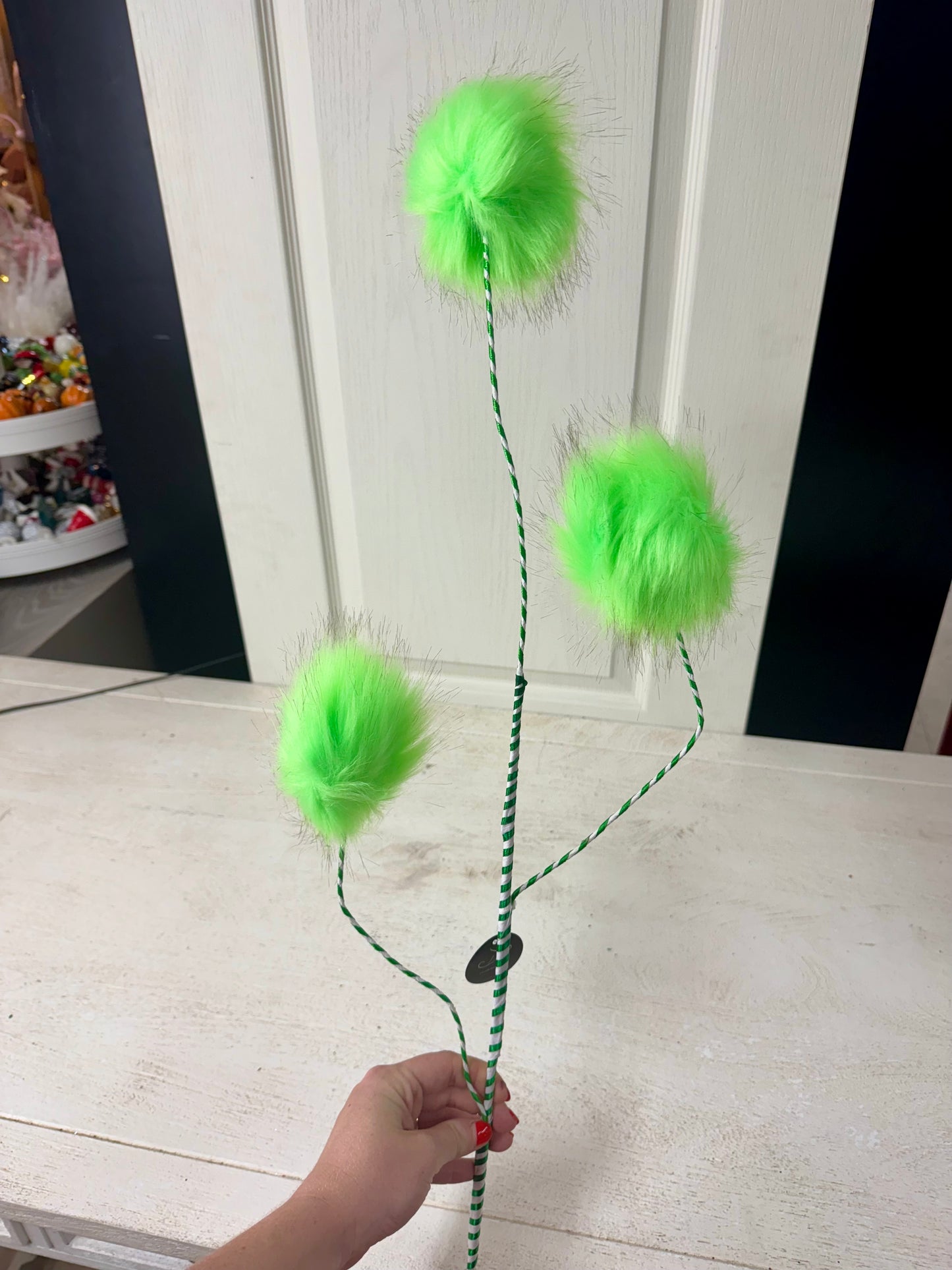 36 Inch Flurescent Green Fuzzy Ball Spray