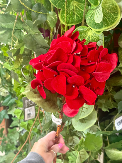 29 Inch Red Velvet Hydrangea Stem